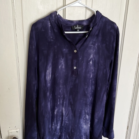 Lulu’s What I Like Navy Blue Tie-Dye Long Sleeve Shirt Dress - Picture 8 of 13